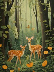 Animal Friends Playful Children's Room Art - Nature and Forest Wall Artwork