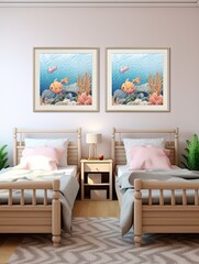 Marine Critters Paradise: Playful Children's Room Animal Art, Ocean Wall Decor, Seascape Art Print