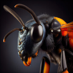 Tarantula Hawk Wasp Close-Up in a Professional Studio Setting