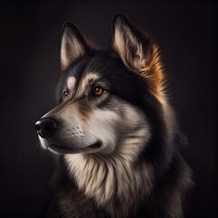 Fototapeta premium Majestic Yakutian Laika Portrait in Professional Studio