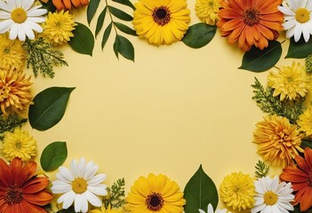 Obraz premium yellow flowers border