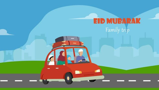 Family goes mudik to their home in their village celebrating Eid Mubarak