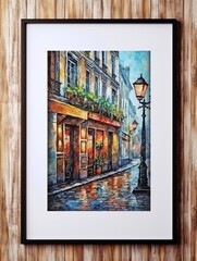 Streets of Paris Romance: Parisian Landscape Print for Rustic Wall Decor