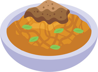 Travel pasta bowl icon isometric vector. New york city. Fast food