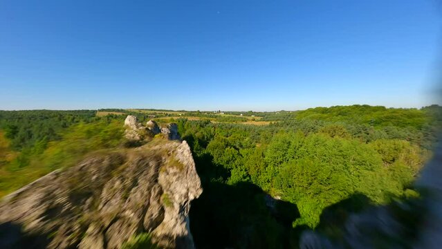 Amazing Jurassic highlands of limestone rocks in Poland by FPV drone.