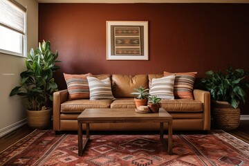 Terra Cotta Pillow Accents: Rustic Elegance in a Cozy Room