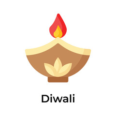 Diwali decoration, beautifully designed icon of oil lamp in modern design style