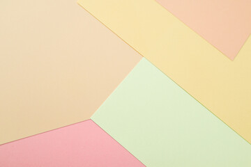 Flat lay, paper pastel colors for texture background. Colored paper arranged for background
