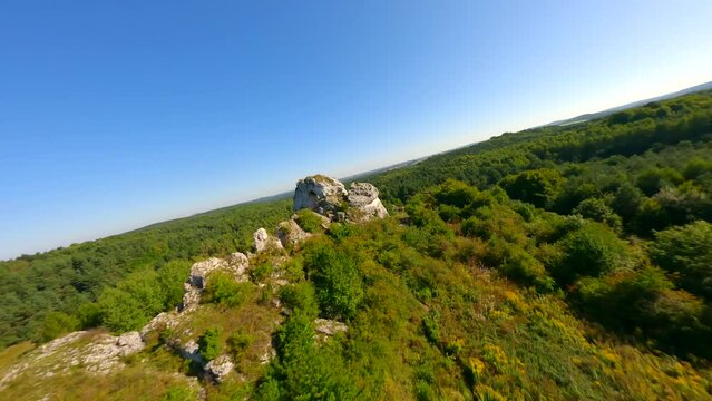 Amazing Jurassic highlands of limestone rocks in Poland by FPV drone.