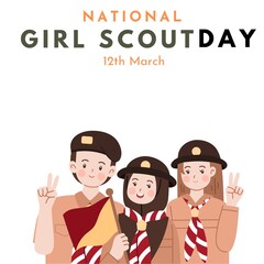 National Girl Scout Day. Suitable for greeting card poster and banner . 12 March