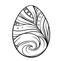 Intricate easter egg mandala. Black and white vector graphic.
