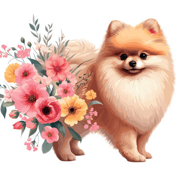 Cute Pomeranian Vector Cartoon illustration