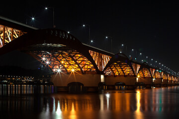 Night bridge over Han River in Seoul, South Korea