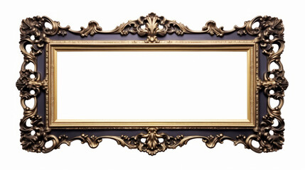 Elegant ornate baroque frame isolated on white background