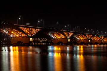 Night bridge over Han River in Seoul, South Korea