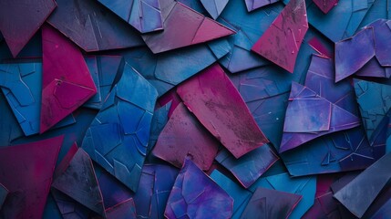 Texture of Colorful Geometric Structure in the Style of Dark Violet and Sky Blue - Cubist Fragmentation Colored Cartoon Matte Style Background created with Generative AI Technology