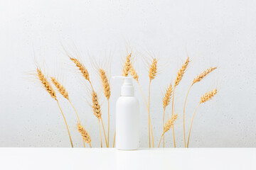Cosmetic product on the table, white bottle or container for skin care