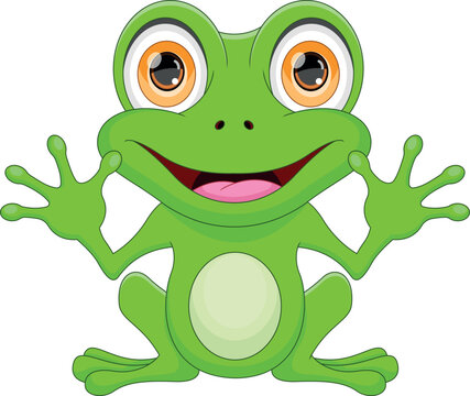 cartoon cute frog waving