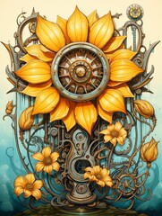 Whimsical Steampunk Wildflower Wonders: Mechanical Flora's Nature Revival