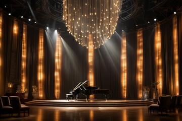 Elevate your design with the grandeur of a concert hall backdrop, where the interplay of lighting,...