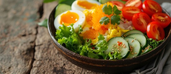 Nutritious Bowls of Fresh and Colorful Vegetables for Healthy Eating and Vegan Diet