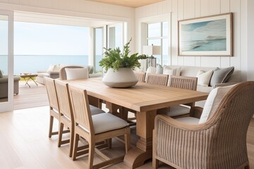 Coastal Style Living Rooms: Wooden Dining Table Designs Showcase