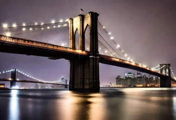 Cercles muraux Brooklyn Bridge bridge at night