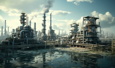 Fototapeta na wymiar Oil refinery, oil refinery, oil refinery, oil refinery, oil refinery, oil refinery, oil. Generative AI.