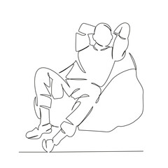 guy sitting on a bag