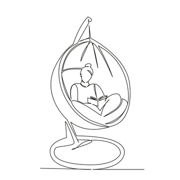 recommend clip art: woman reading a book in a hammock chair