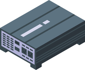 Charge inverter icon isometric vector. Power source battery. Farm storage