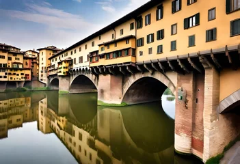 Papier Peint photo Ponte Vecchio Houses made on lake