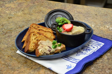 CLOSE VIEW OF TRADITIONAL APPETIZER, LIVER PATE