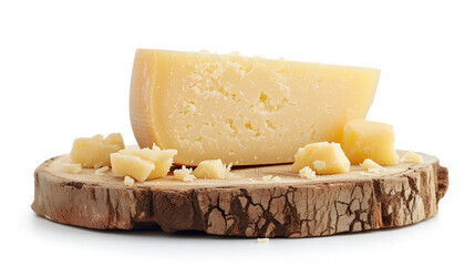 Cheese on a Wooden Board, Gourmet Dairy Product for Culinary Delights, Tasty Food Photography, Generative Ai

