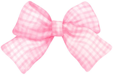 Pink Gingham bow  watercolor