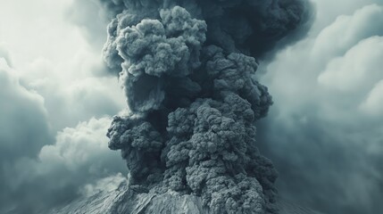 A huge column of smoke with ash