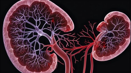A medical illustration of a kidney