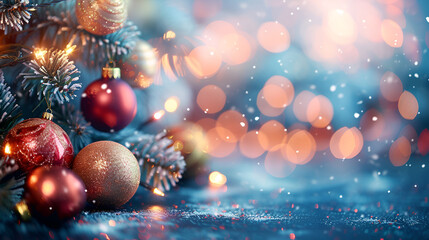 Obraz na płótnie Canvas Christmas Background - Close Up of Decorated Colorful Ornaments, Festive Holiday Decor, Merry Christmas Celebration, Generative Ai