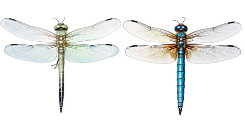 Dragonfly on transparent white background
