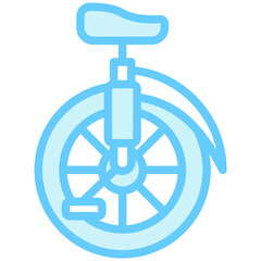 Unicycle blue color icon, related to carnival, festival theme, best for UI, UX kit, web and app development.