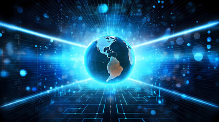 Obraz premium Artificial intelligence background, global business, internet network connection, internet of things, business intelligence concept