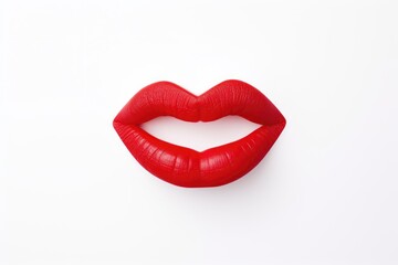 A vibrant red lip-shaped object with a smooth, shiny finish isolated on a white background. Glossy Red Lip Shaped Object Isolated on White