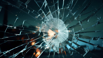 Naklejka na ściany i meble Broken scattered glass broken illustration crack explosion, texture shattered shattered scattered glass shattered