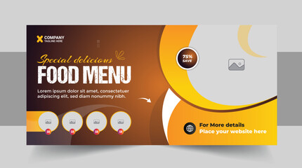 Fast food or restaurant business promotion social media marketing web banner template vector or Healthy dietary plan banner design layout set