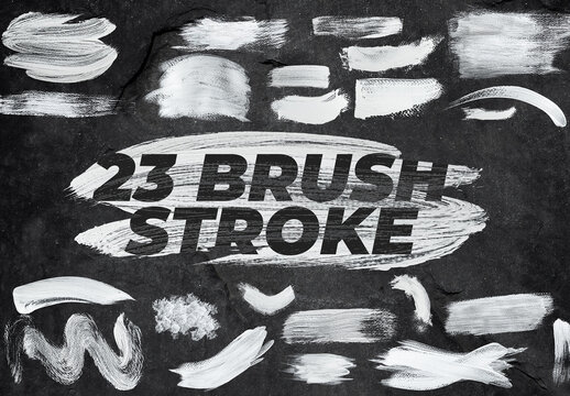 23 Isolated White Paint Brush Strokes Overlay