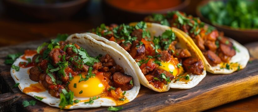 Delicious and mouth-watering three taco images with a Mexican food theme