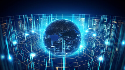 Obraz premium Artificial intelligence background, global business, internet network connection, internet of things, business intelligence concept