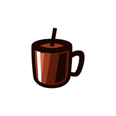 Cup cofee icon. colored cup symbol,  sign in vector flat style.