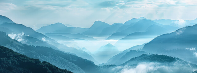 fog, nature, mountains, landscape, sky, mist, travel, hill, forest, beauty, blue, valley