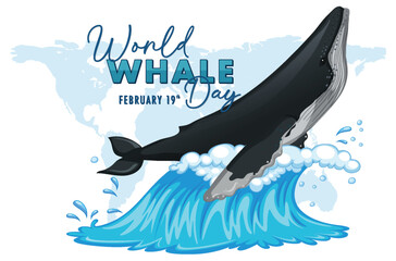 Vector graphic of a whale leaping above ocean waves
